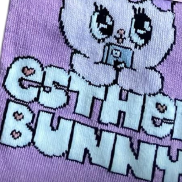 Esther Bunny Purple Graphic Socks Size 23- 25 cm New with Tag - Picture 2 of 6